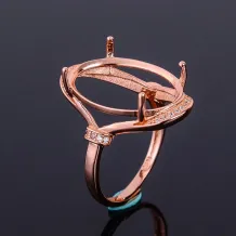 925 Sterling Silver Rose Gold Plated For Oval 8x10 10x12 12x14 12x16 13x18 15x20mm Gemstones