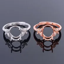 925 Sterling Silver Rose Gold Plated Ring Empty Stone For Oval 9x11mm Gemstones