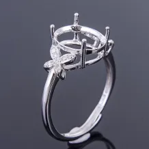 925 Sterling Silver Rose Gold Plated Ring Empty Stone For Oval 9x11mm Gemstones