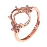 925 Sterling Silver Rose Gold Plated Ring Empty Stone For Oval 9x11mm Gemstones