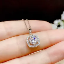 925 Sterling Silver Rose Gold Plated Ring &amp; Pendant Setting Set For 6.5mm (1ct) Round Moissanite