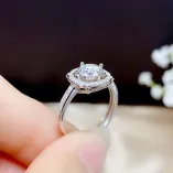 925 Sterling Silver Rose Gold Plated Ring & Pendant Setting Set For 6.5mm (1ct) Round Moissanite