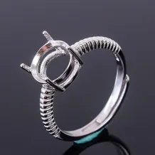 925 Sterling Silver Rose Gold Plated ring setting For Circle 3/4/5/6/7/8/9/10mm Gemstones