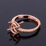 925 Sterling Silver Rose Gold Plated ring setting For Circle 3/4/5/6/7/8/9/10mm Gemstones