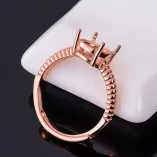 925 Sterling Silver Rose Gold Plated ring setting For Circle 3/4/5/6/7/8/9/10mm Gemstones