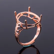 925 Sterling Silver Rose Gold Plated Ring Setting For Oval 13x18 15x20 16x22mm Gemstones