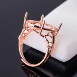 925 Sterling Silver Rose Gold Plated Ring Setting For Oval 13x18 15x20 16x22mm Gemstones