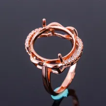 925 Sterling Silver Rose Gold Plated Ring Settings For Oval 12x14 12x16 13x18 15x20mm Emerald