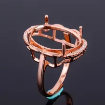925 Sterling Silver Rose Gold Plated Ring Settings For Oval 12x14 12x16 13x18 15x20mm Emerald