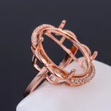 925 Sterling Silver Rose Gold Plated Ring Settings For Oval 12x14 12x16 13x18 15x20mm Emerald