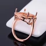 925 Sterling Silver Rose Gold Plated Ring Settings For Oval 12x14 12x16 13x18 15x20mm Emerald