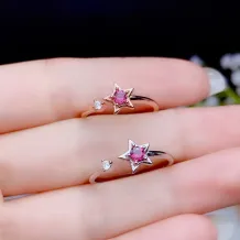 925 Sterling Silver Rose Gold Plated Star Ring Setting For 3mm Round Colored Gemstones/Jade