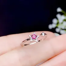 925 Sterling Silver Rose Gold Plated Star Ring Setting For 3mm Round Colored Gemstones/Jade