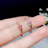 925 Sterling Silver Rose Gold Plated Star Ring Setting For 3mm Round Colored Gemstones/Jade