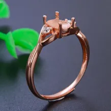 925 Sterling Silver Solid-Back DIY Ring Setting for 5x7mm Oval Jade Cabochon (Unset)