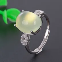 925 Sterling Silver Solid-Back Ring Setting for 10x12mm Oval Jade Cabochon (Unset)