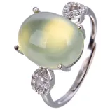 925 Sterling Silver Solid-Back Ring Setting for 10x12mm Oval Jade Cabochon (Unset)
