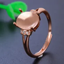 925 Sterling Silver Solid Back Ring Settings for 6x8mm &amp; 8x10mm Oval Jade Cabochons (Unset)