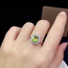 925 Sterling Silver Two-Tone Gold Plated Ring Setting For 6x8mm Loose Colored Gemstone