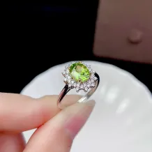 925 Sterling Silver Two-Tone Gold Plated Ring Setting For 6x8mm Loose Colored Gemstone