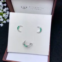 925 Sterling Silver Unset Cluster Ring &amp; Earring Settings for 3x3mm Round Jade &amp; Emerald