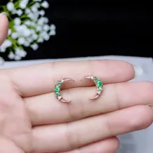 925 Sterling Silver Unset Cluster Ring &amp; Earring Settings for 3x3mm Round Jade &amp; Emerald