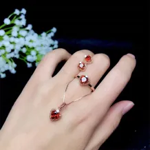 925 Sterling Silver Unset Jewelry Setting Set (Ring/Pendant/Earrings) for 5x5mm &amp; 6x6mm Heart-Shaped Colored Gemstones