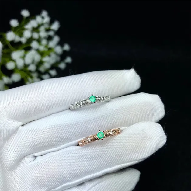 925 Sterling Silver Unset Ring Settings for 3x3mm Round Jade, Emerald & Tourmaline