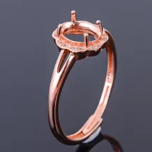 925 Sterling Solid Silver 6x8mm Oval Shape Blank Bezel with Zircon Ring