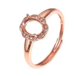 925 Sterling Solid Silver 6x8mm Oval Shape Blank Bezel with Zircon Ring