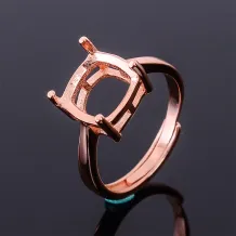 S925 sterling silver with four prong setting ring for Square 5/6/7/8/9/10/11/12/13/14/15mm