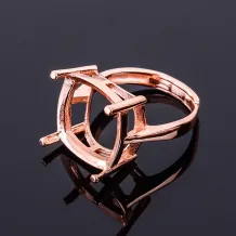 S925 sterling silver with four prong setting ring for Square 5/6/7/8/9/10/11/12/13/14/15mm