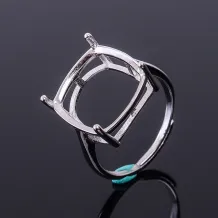 S925 sterling silver with four prong setting ring for Square 5/6/7/8/9/10/11/12/13/14/15mm