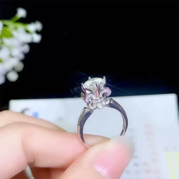 Adjustable S925 Gold-Plated Ring Settings for 5 6.5 8mm Round Moissanite