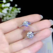 Adjustable S925 Gold-Plated Ring Settings for 5 6.5 8mm Round Moissanite