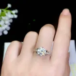 Adjustable S925 Gold-Plated Ring Settings for 5 6.5 8mm Round Moissanite