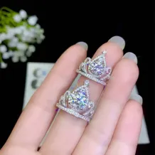 Adjustable S925 Heavy Gold-Plated Ring Settings for 6.5 8mm Round Moissanite