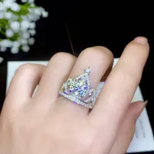 Adjustable S925 Heavy Gold-Plated Ring Settings for 6.5 8mm Round Moissanite