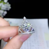 Adjustable S925 Heavy Gold-Plated Ring Settings for 6.5 8mm Round Moissanite