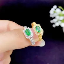 Antique 925 Silver Gold-Plated Ring Setting for 4x6mm &amp; 5x7mm Gemstones