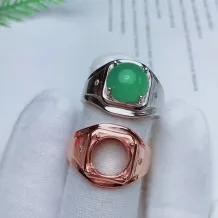 Atmospheric Silver Plated 18k Gold DIY Inlaid Round 10*10mm Jade Colored Gem Sapphire