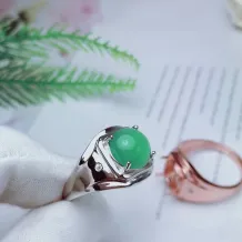 Atmospheric Silver Plated 18k Gold DIY Inlaid Round 10*10mm Jade Colored Gem Sapphire