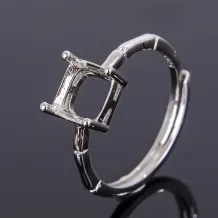 Bamboo Ring Setting 925 Sterling Silver Gold Plated For Square 6x6mm Gemstones