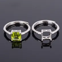 Bamboo Ring Setting 925 Sterling Silver Gold Plated For Square 6x6mm Gemstones