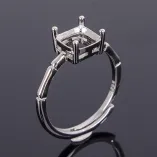 Bamboo Ring Setting 925 Sterling Silver Gold Plated For Square 6x6mm Gemstones