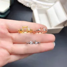 Bamboo Ring Setting - Sterling Silver Gold Plated For 4x5/6x7mm Emerald