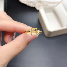 Bamboo Ring Setting - Sterling Silver Gold Plated For 4x5/6x7mm Emerald