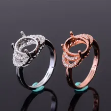 Bee Butterfly 925 Silver Gold Plated Ring Mount Oval 8x10mm Gemstone