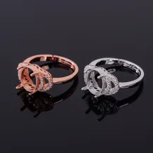 Bee Butterfly 925 Silver Gold Plated Ring Mount Oval 8x10mm Gemstone