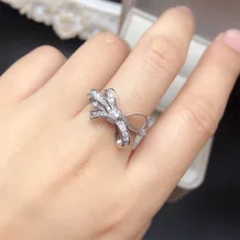 Bow-Tie Gold Plated Sterling Silver Ring Setting for 6x8mm Teardrop Gemstones